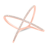0.21ct 14k Rose Gold Diamond Lady's "X" Ring Size 10